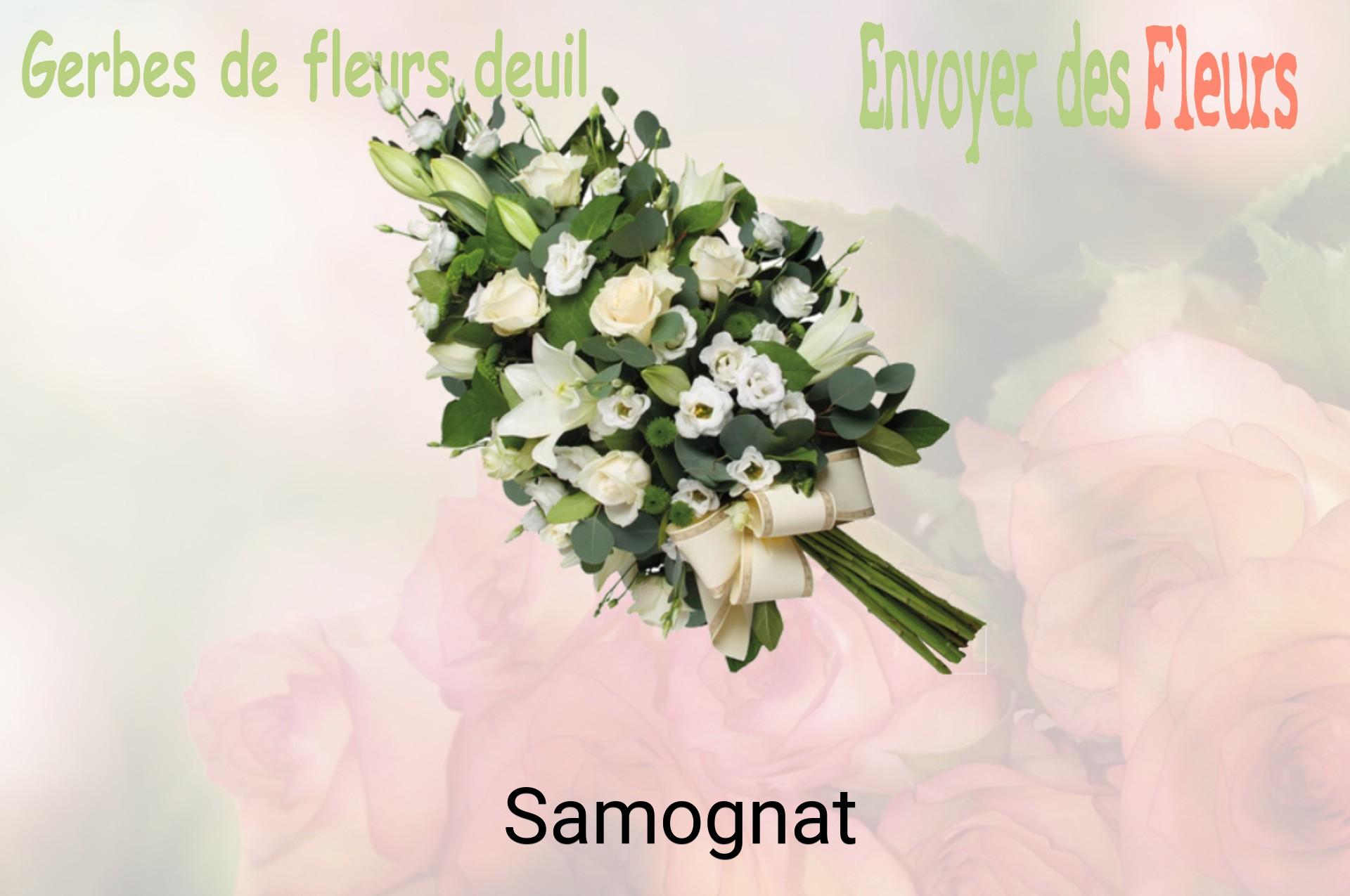 Gerbe de fleurs de deuil livrée à Samognat